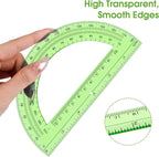 Hoiny 10 Pack Clear Protractor, 6 Inch Plastic Protractors, 180 Degrees Accurate Math Geometry Tools for School, Office, Classroom (Green)