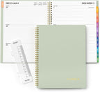 SUNEE 2026 Weekly and Monthly Planner - from January 2026 - December 2026, Daily Agenda Planner with Monthly Tab, Flexible Cover, Note Pages, Pockets, Bookmark, Spiral Binding, Sage Green, 8.5"x11"