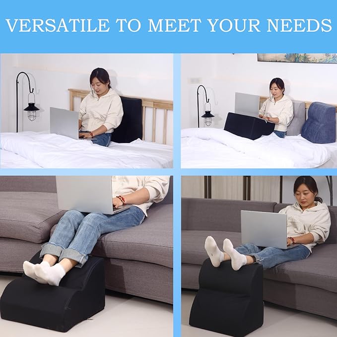 OpyTikar Foot Rest for Under Desk at Work.Multifunctional 3-Tier Foot Stool,With waterproof leather Footrest.For Under Desk,Office Chair Gaming Chair & Sofa,Leg Elevation Pillow,supports Posture-Black