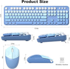 MOFII Wireless Keyboard and Mouse Combo, Full Size 2.4G Plug and Play Typewriter Retro Round Computer Keyboard and Mouse Set for Windows, Computer, Desktop, PC, Notebook - (Blue Gradient)