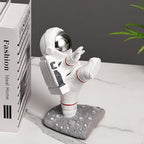 Kakizzy White Book Ends for Kids, Upgraded Astronaut Bookends Resin Spaceman Book Holders for Shelves Sturdy Book Stopper Book Ends to Hold Books Unique Outer Space Book Shelf Ends(F2-Silver Color)