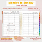 SUNEE 2026 Appointment Book, Quarter-Hourly, Weekly & Monthly - from January 2026 - December 2026, 6.4"x8.3" Weekly Planner, Flexible Cover, Note Pages, Pockets, Bookmark, Spiral Binding, Pink Breeze