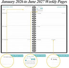 2026-2027 Planner - 18 Months Weekly & Monthly Planner from January 2026 - June 2027, Spiral Planners 2026-2027 with Elastic Closure, Inner Pocket, Medium 5.8" x 8.3", Black