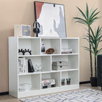 Giantex 8 Cube Bookcase, Freestanding 3-Tier Open Bookshelf, Modern Storage Display Cabinet, Wood Cube Storage Organizer for Living Room, Kid’s Room, White