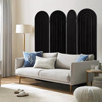 Asnefeli Room Divider and Folding Privacy Screen, 4 Panel Wood Arched Room Divider Wall, Portable Freestanding Partition Screen, Partition Divider for Room Separation for Home Office Bedroom, Black
