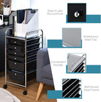 RELAX4LIFE 6-Drawer Rolling Storage Cart - Classroom Organization on Wheels w/Removable Plastic Drawers, Mobile Art Craft Cart for School Paper Home Office, Utility Cart with Drawers (Black)