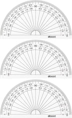 Zonon 3 Pcs 4 Inch Clear Plastic Protractor Bulk Math Protractors Set 180 Degrees Geometry Drafting Tools for Classroom Industry Office Back to School Supplies