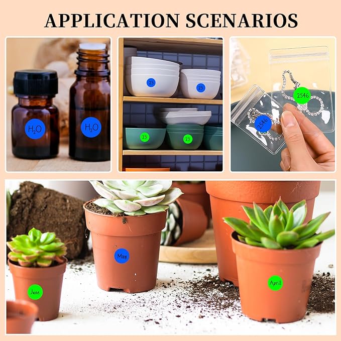 PARLAIM 2 Rolls 2000PCS 3/4" Round Circle Color-Code Dot Stickers,2 Color Style Colorful Coding Label Sticker for Home Office Classroom(Fluorescent Green+Blue)