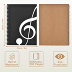 Music Notebook 2 Pack, 100 Sheets/200 Pages Blank Sheet Music Notebook, Staff Manuscript Paper Notebook, Music Writing Composition Notebook, Songwriting Notebook Music Accessories Gift, 26x20cm/10"x8"