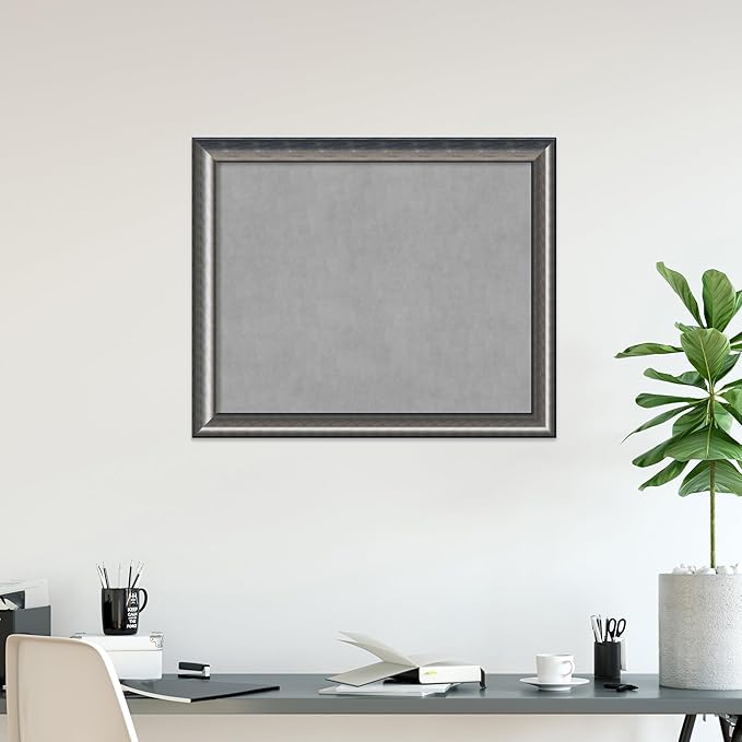 Amanti Art Silver Framed Magnetic Board 38x46 X-Large Vision Board for use with Magnets, 100% Metal Sheet to Display Items as Office Decor or for Home Organization in mudroom, Kitchen or Kids Room
