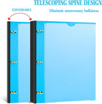 INFUN 1 Inch Telescoping 3 Ring Binder - 4PCS, Flexible Round Binder with Customizable Front Cover and Clear Catalog Pocket, 1Inch Rings, 225 Sheet Capacity