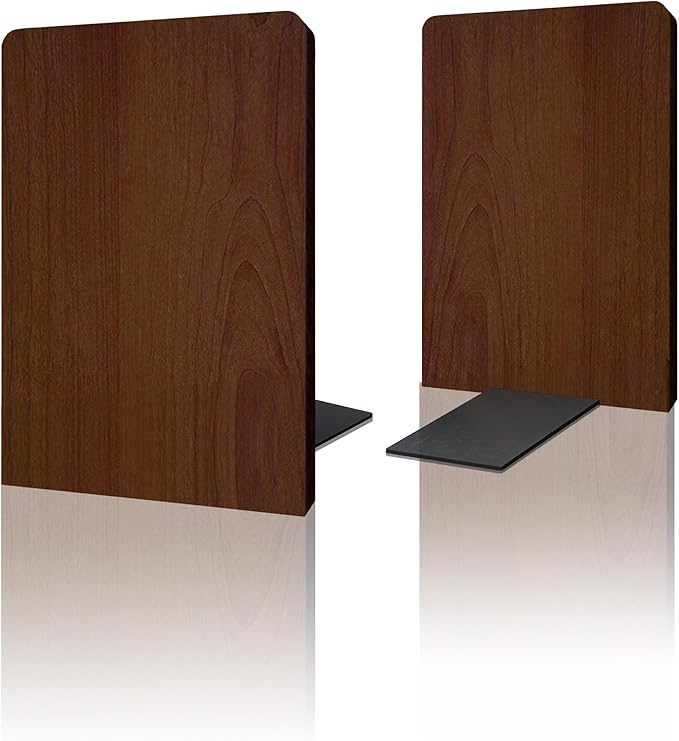 Brosisincorp Walnut Wood Book Ends for Shelves - Hand Polished Edges, Non-Skid Bookends for Heavy Duty Book Holders Office Desk Shelves Decorative Book Organizer, 6.69"H x 4.72"W x 3.94"L (1 Pairs)