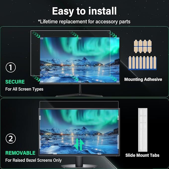 Mao Yeye [2 Pack] 27 Inch Computer Privacy Screen for 16:9 Aspect Ratio Widescreen Monitor, Eye Protection Anti Glare Blue Light Computer Monitor Privacy Filter, Removable 27 in Protector Film