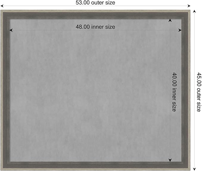 Amanti Art Grey Framed Magnetic Board 45x53 Oversize Vision Board for use with Magnets, 100% Metal Sheet to Display Items as Office Decor or for Home Organization in mudroom, Kitchen or Kids Room