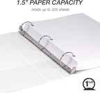 Samsill Durable 1.5 Inch Binder, Made in the USA, Round Ring Customizable Clear View Binder, White, 4 Pack (MP48457)