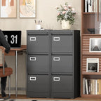 Lockable Vertical Metal File Cabinet 3 Drawer, Steel Filing Cabinet for Home Office Organization, High Capacity Storage for Letter/Legal/A4 Size, Black Office Cabinet, 17.7" D x 14.6" W x 40.9" H