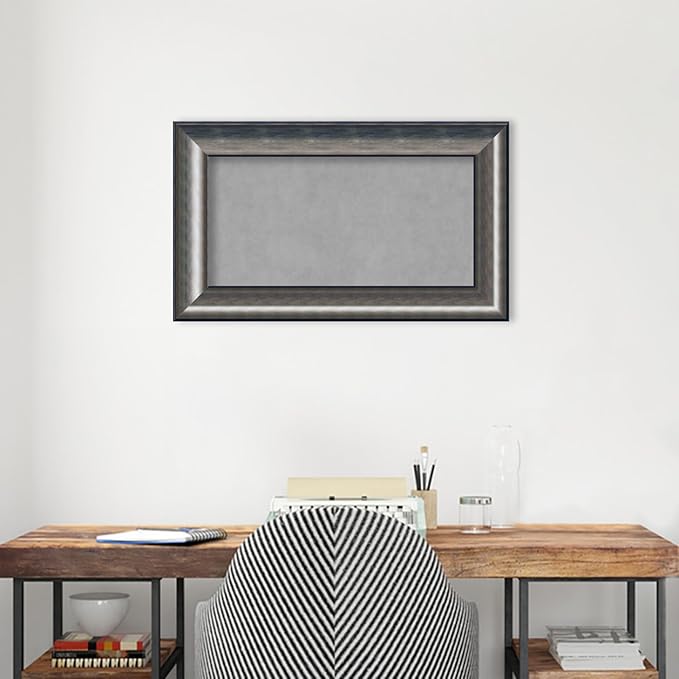 Amanti Art Silver Framed Magnetic Board 18x30 Small Vision Board for use with Magnets, 100% Metal Sheet to Display Items as Office Decor or for Home Organization in mudroom, Kitchen or Kids Room