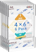 Niubee 4 x 6 inch Wall Mount Acrylic Sign Holder with Double Sided Adhesive Tape for Office, Home, Store, Restaurant, No Drilling - Vertical (6 Pack)