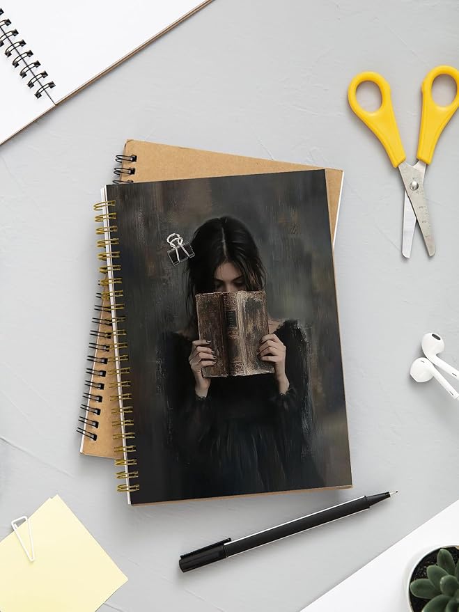 Gothic A5 Hardcover Spiral Notebooks - Dark Academia Goth Girl Witchy Journals for Daily Writting Note Taking, Black Vintage Notebook Journalling Witchy Gifts for Women/ Teens/ Students/ Book Lover