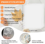 Vellum Paper 8.27 x 11.8 Translucent-Printable - Translucent Vellum Paper Tracing for Crafts Tracing,Drawing,Card Overlays,Invitation Envelope 30 Sheets