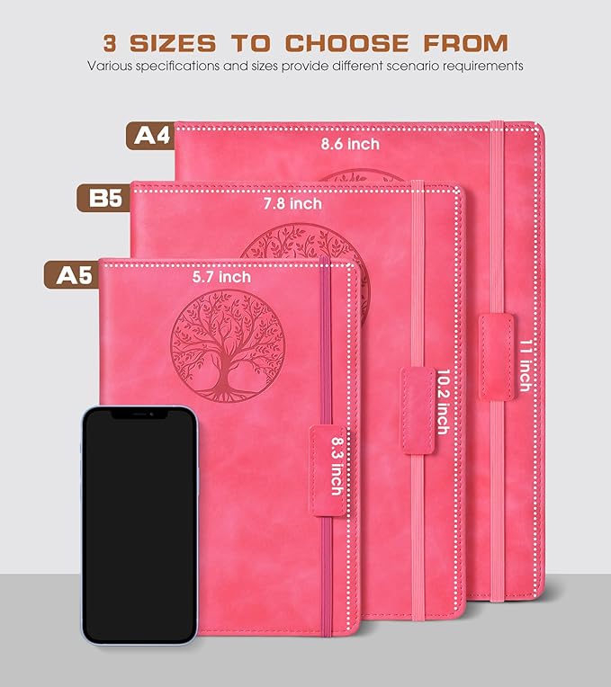 Biuwory Lined Journal Notebook for Women Men,256 Pages B5 Large Hardcover Leather Journals for Writing,Travel,Business,Work & School,College Ruled Notebooks for Note Taking,Diary Notepad 7.8"×10.2"