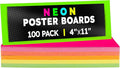 Hygloss Small Poster Board 4x11 - 100 Assorted Neon Color Poster Boards Bulk Pack - 10 Pt. Thickness Colored Poster Board Paper for Projects, Flash Cards, Signs - Posterboard Multipack 4" x 11"