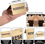 Stainless Steel Reserved Table Sign, Set of 6, 2.36 x 3.94 Inch Tent-Style Signs, Brushed Gold Metal, Durable and Easy to Read for Restaurants, Cafes, Hotels, Weddings, and Events (Gold)