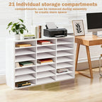 TUSAUW Literature Organizer, 21 Compartments Classroom Mailbox, Desktop File Sorter Mail Center, Paper and Mail Sorter Organizer for Office, Home, Classroom, or Mailrooms Organization, White