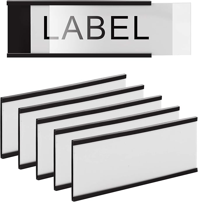LLPT Magnetic Label Holder 2” x 1” 50 Packs C Channel 300g White Paper Cards Protective Film Strong Removable for Shelf White Board Toolbox Metal Wall Cabinet Drawer(MH2150)