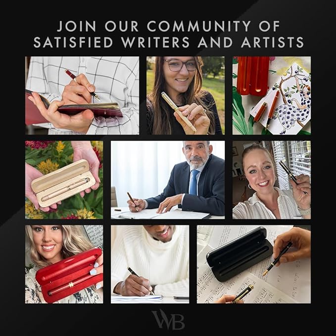 Wordsworth & Black Fountain Pen Set, Luxury Bamboo Wood - Fine Nib, Gift Case; Includes 6 Ink Cartridges, Ink Refill Converter -Journaling, Calligraphy; Drawing, Smooth Writing [Maple Wood]