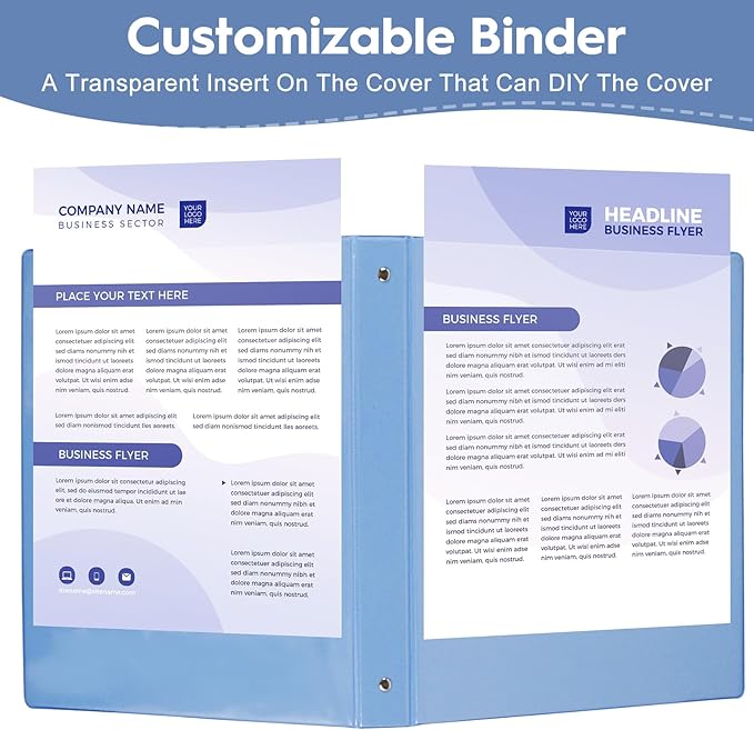 CIXILDTS 6-Pack 1-Inch Binder, Standard 3 Ring Binder Fit US Letter Size Paper, Presentation Round Ring Binders,Blue