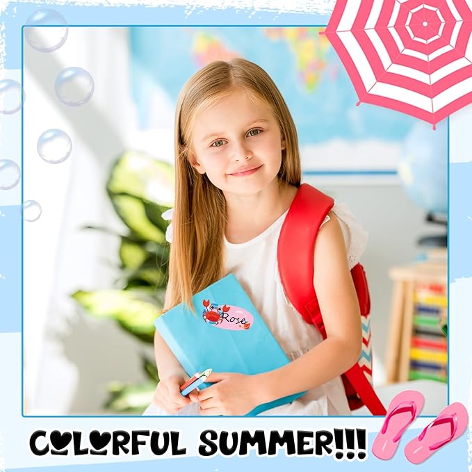 Henoyso 108 Pcs Summer Desk Name Tags for Classroom Hawaaii Beach Classroom Decor Locker Name Tags for Kindergarten, Preschool, 1st, 2nd & 3rd Grade Teacher Nameplates for Student