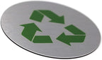 Metal Recycle Signs | Recycle Bin Marker | Metal Sign for Recycling Basket | 3" Round, Brushed Silver Aluminum with Green Recycle Symbol | Made in the USA