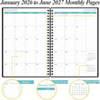 2026-2027 Planner - 18 Months Weekly & Monthly Planner from January 2026 - June 2027, Spiral Planners 2026-2027 with Elastic Closure, Inner Pocket, Medium 5.8" x 8.3", Black