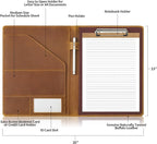 Jack&Chris Leather Portfolio, A4 Document Folder Legal Pad Padfolio, Professional Writing Letter Notepad Clipboard Sleeve Organizer, Resume Folio Binder for Men&Women,JC1823