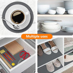 Shelf Liners for Kitchen Cabinets Drawer Liner Non Adhesive Cupboard Mat EVA Material Waterproof Refrigerator Mats Washable Fridge Liner for Cupboard and Desks Liner Gray 17.3 x 393.7 Inches