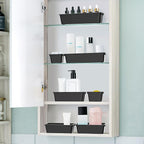 WOWBOX 25 PCS Plastic Drawer Organizer Set, Desk Drawer Divider Organizers and Storage Bins for Makeup, Jewelry, Gadgets for Kitchen, Bedroom, Bathroom, Office, Deep Black