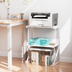 aboxoo Printer Stand for Desk, Desktop Printer Shelf Large 3-Tier Multi-Purpose Office Organization Shelves for Home Office, White