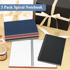 GINMLYDA 3Pack Small Spiral Notebook A5, 8.25x5.5” 120 Lined Pages Wide Ruled Spiral Journal Bulk Blank Kraft Cover Spiral Bound Notebook & Writing Pads for Home Office Meeting Work Note Taking