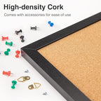 OWLKELA 24'' x 36'' Cork Board Bulletin Board, Black Framed Corkboard, Black Oak Frame Corkboard, Vision Board and Decorative Hanging Pin Board