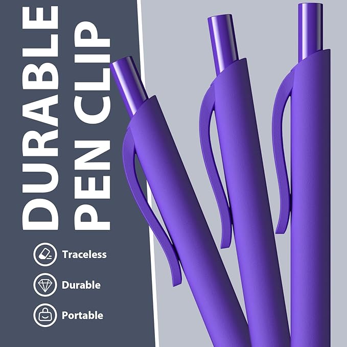 JIMMIDDA Ballpoint Pens Bulk - 107 Pcs Black Ink Pens in Bulk | 1.0 Medium Point Smooth Writing, Retractable No Bleed Ball Point Pen for Men Women (Purple Barrel)
