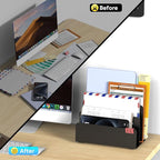 OUTIOE Mail Organizer Countertop, Small Desk File Organizer, Metal File Holder - Essential Workspace Organizers for Office Desk, Home Office (Black)