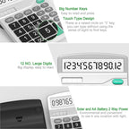 Splaks 4 Pack Standard Functional Desktop Calculator - Solar and AA Battery Dual Power Electronic Calculator with 12-Digit Large Display (2 Basic Black & 2 Updated Silver)