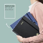POPRUN 2025-2026 Monthly Planner (A5 8.5" X 6.25"), 18-Month Calendar Book (Jul.25 - Dec.26) with Monthly Tabs, Hardcover, Inner Pocket, 100GSM Thick Paper -Haze Blue