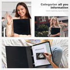 Ospelelf Vintage Hardcover 3 Ring 2 inch Leather Binder, Professional Binders Organizer Suitable for Letter Size Documents, Binder Dividers with Tabs, Black