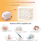 Fei Bi Hanging Rose Gold File Organizer, equipped with a 6-piece set of rose gold desktop accessories