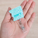 We Listen and We Don't Judge Funny Office Badge Reel | Retractable ID Card Badge Holder | Name Work Badge Clip for RN LPN CNA MA ER Night Shift Nurse Nursing Student Doctor Teacher | Coworker Gifts