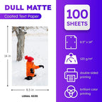 Dull 80lb Text Digital Low Gloss Paper, Double Sided C2S, Coated, Perfect for Color Laser Printing, Design Proposals, Flyers, Brochures | Matte Finish | 8.5" x 14" | 100 Sheets