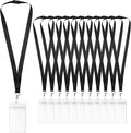 12-Pack Black Breakaway Lanyards with Waterproof Badge Holders, Polyester Neck Straps for ID Cards, Events, Office, and Schools