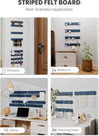 Fluxynara Cork Board Alternative Felt Strip Board 8-Pack 13"x2", Office Pin Board with 50 Push Pins, Adhesive Install for Bedroom Door & Home Office(Denim Blue)